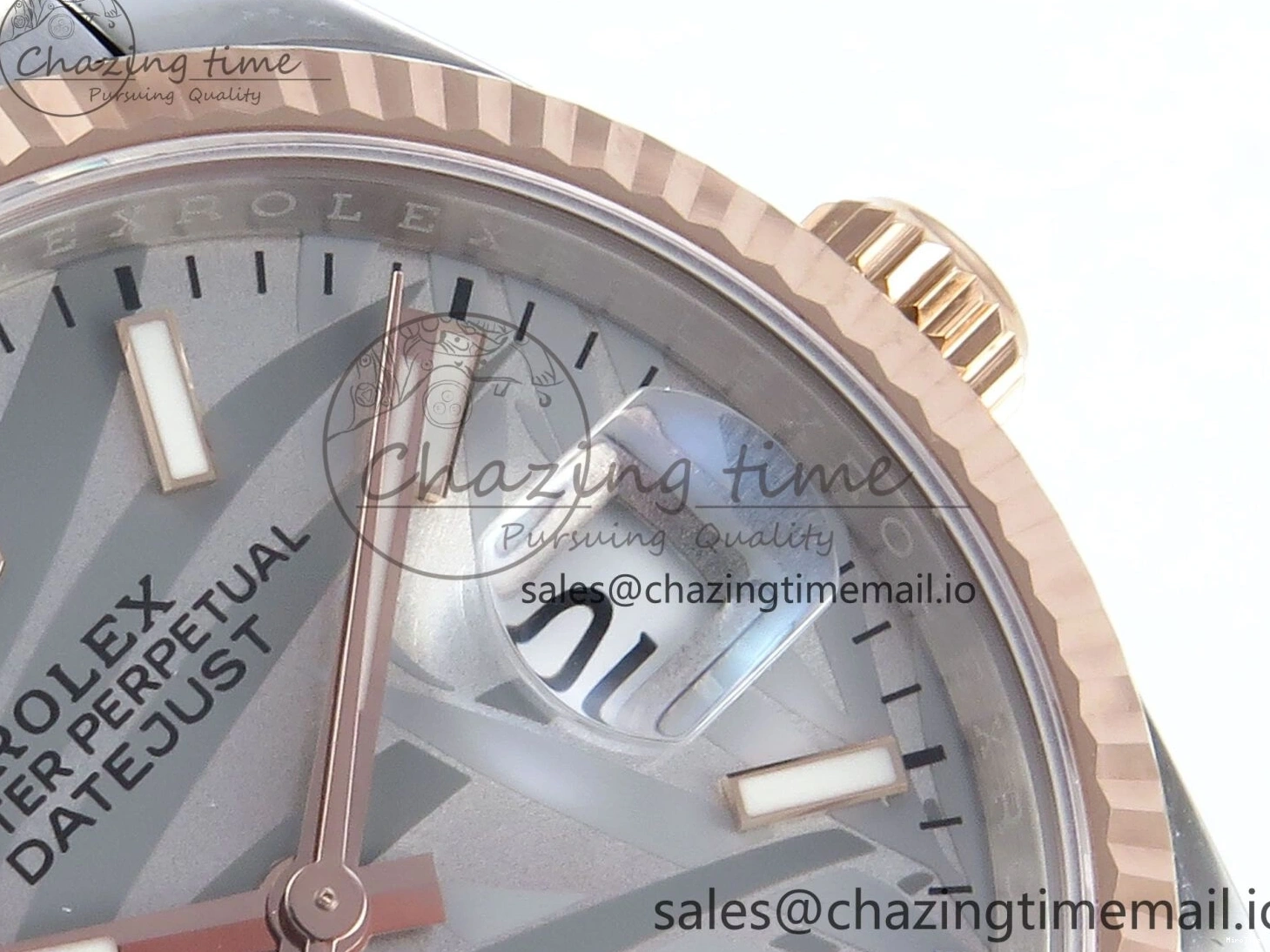 MiroTime 0408 DateJust 36 126231 EWEF Best Edition Silver Leaf Dial Stick Marker on SS RG Jubilee Bracelet A TopPick 596
